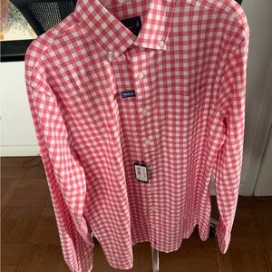 johnnie-O Pink and White Gingham Button-Down Shirt